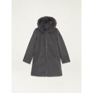 Oltre - Coat with fur trim and quilted interior - Gris