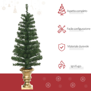 HOMCOM Albero di Natale Artificiale da 120cm con 60 Luci LED e 140 Rami per Interni, Verde