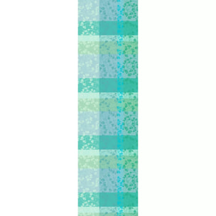 Chemin de table pur coton motif jacquard bleu vert Mille feuillages turquoise