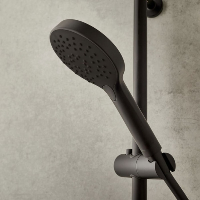 Pommeau de douche Metro 3 jets noir + flexible + support