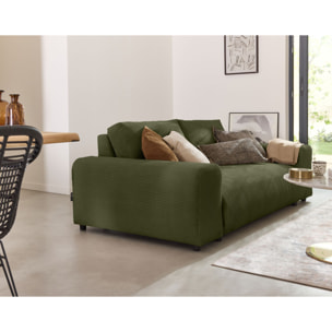 Garance - canapé droit 3 places - en velours côtelé - Vert