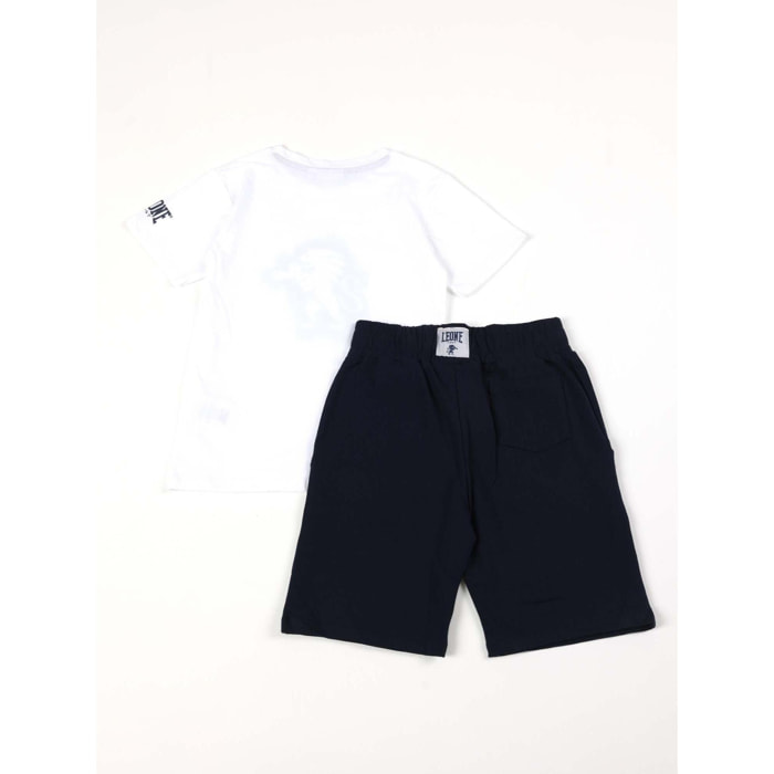 Set completo da bambino in cotone con t-shirt e pantaloncini Leone Tie Dye