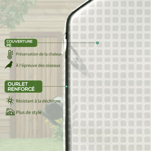 Bâche de remplacement serre de jardin dim. 140L x 143l x 190H cm - 2 fenêtres, porte zippée enroulable - PE anti-UV imperméable blanc