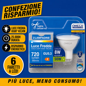 OMEGA Set 6 Faretti LED 8W 720LM 12V MR16 GU5.3 6500K