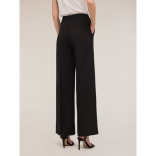 Motivi - Pantaloni wide leg misto lino - Nero