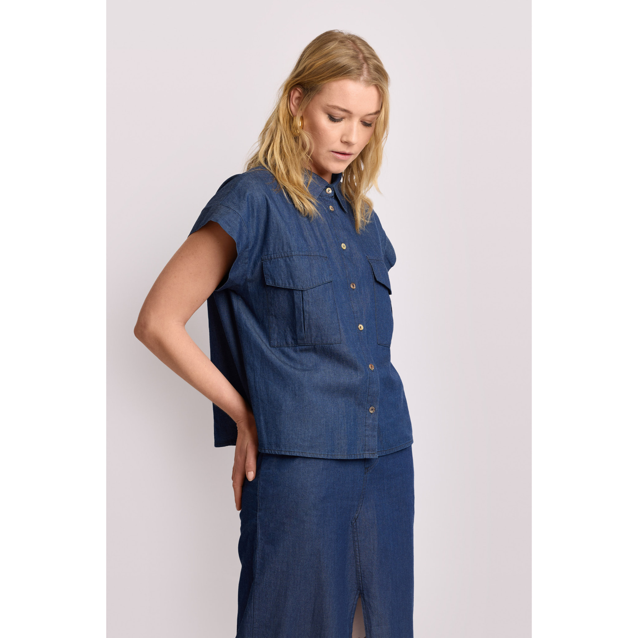 Kocca - Camicia in cotone con tasche Donna, Tinta unita, Colletto di camicia