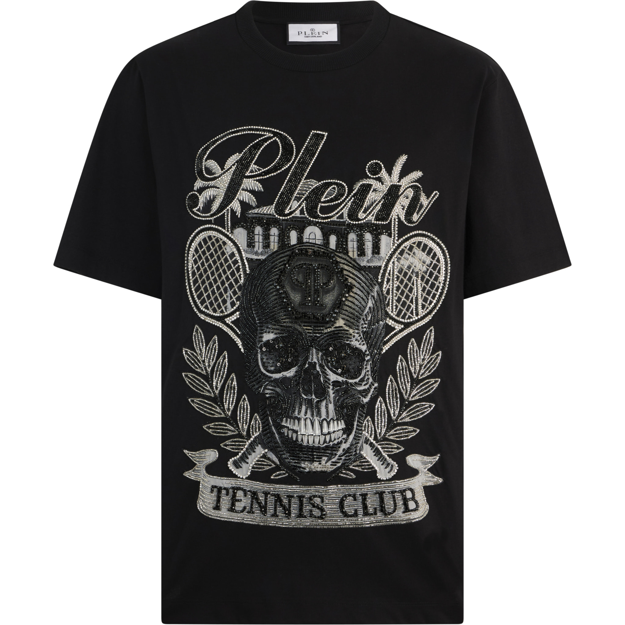 PHILIPP PLEIN Round Neck T-Shirt Skull Tennis