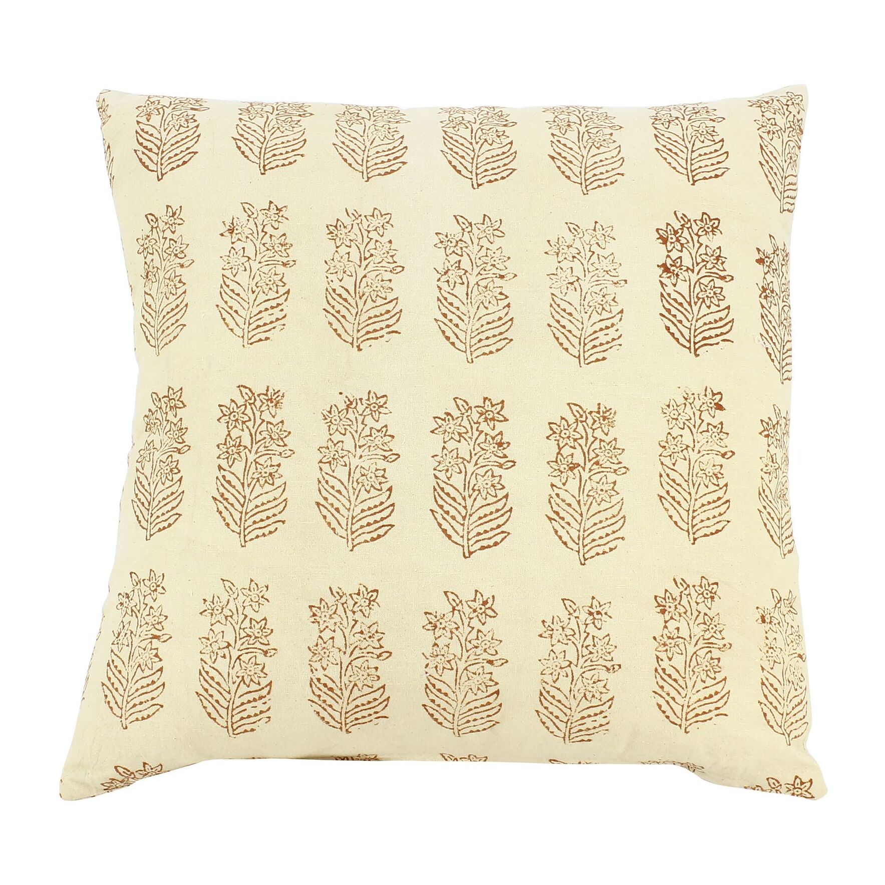 COUSSIN EN COTON IMPRIMÉ BEIGE AVEC MOTIFS 40X40CM ADYAR