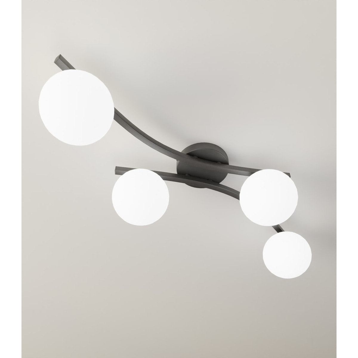 Lampada a sospensione Opus in acciaio nero opaco e vetro
