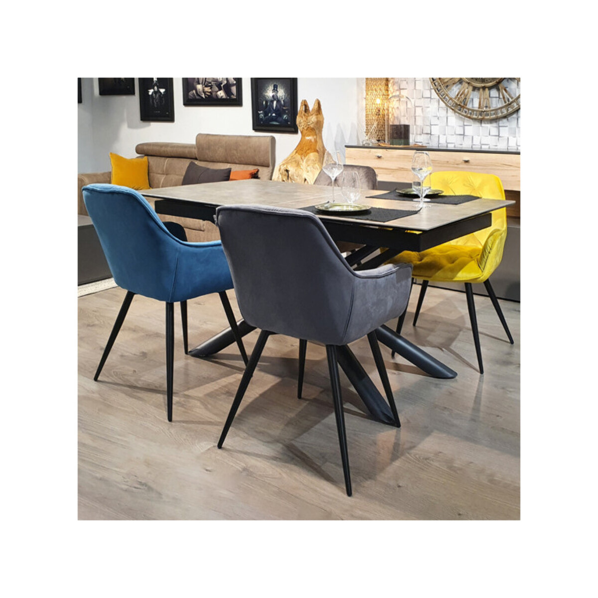 Lot de 2 chaises en velours capitonné avec accoudoirs - PIANA