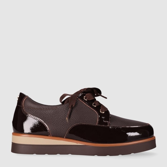 Zapatos de Piel - Marron - Tacón: Bajo