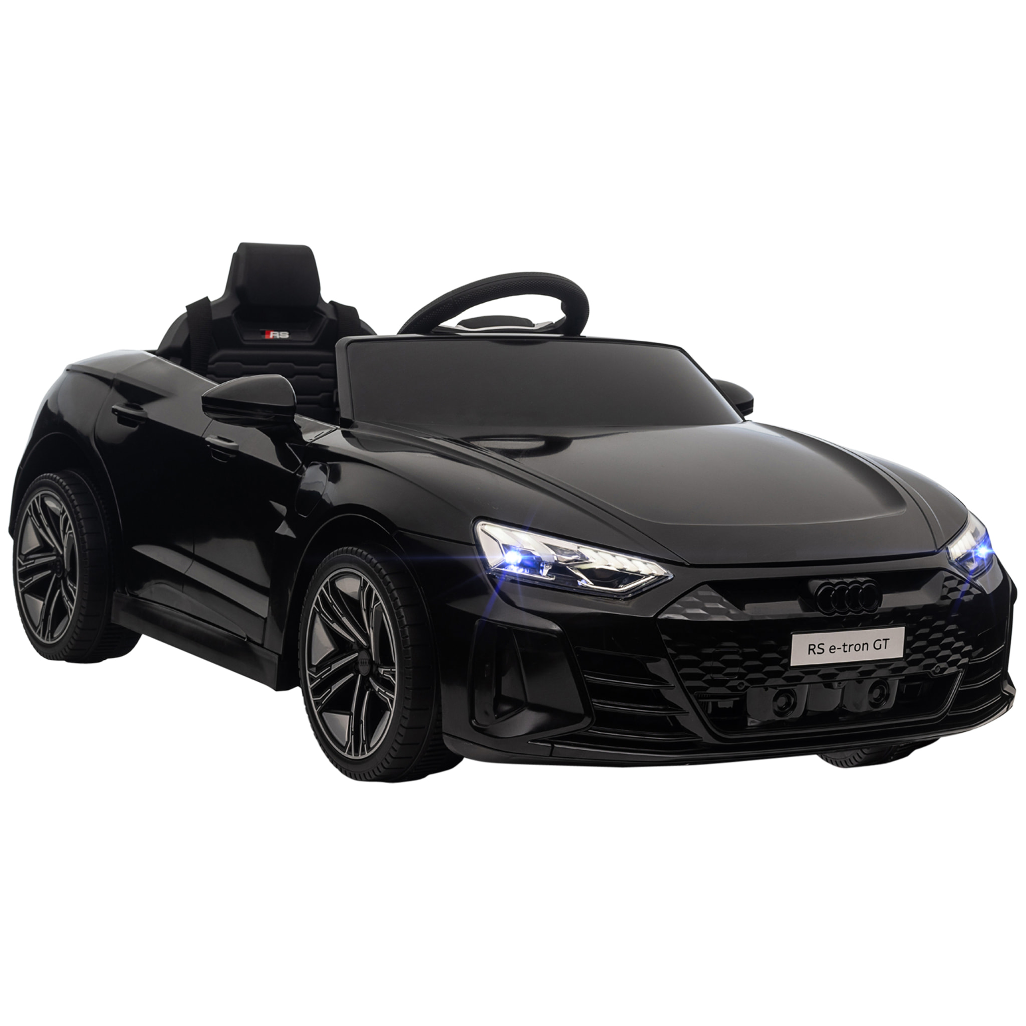 Coche Eléctrico AUDI RS e-tron GT para Niños de 3-5 Años Coche de Batería 12V con 2 Motores Mando a Distancia Faros LED Bocina Música USB y Apertura de Puerta 3-5 km/h 103x58x41 cm Negro