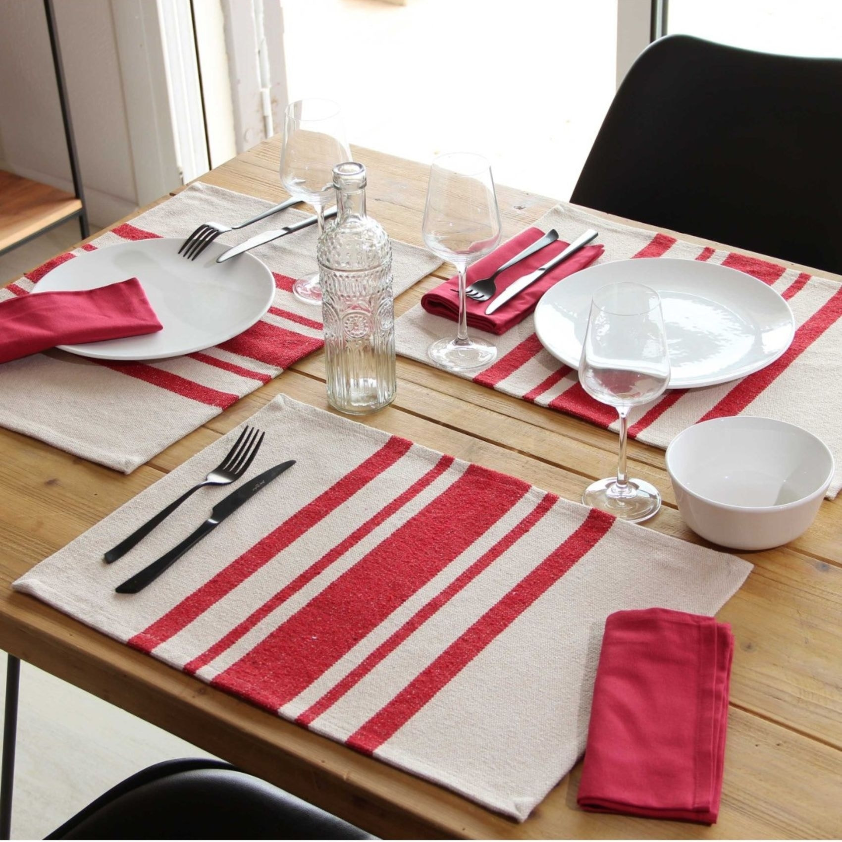 Lot de 4 Sets de table coton épais Rustique - Rouge