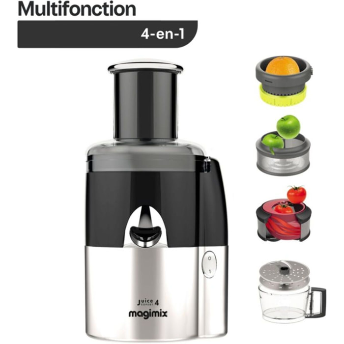 Extracteur de jus MAGIMIX 18083F Juice Expert 4 Chrome et Noir