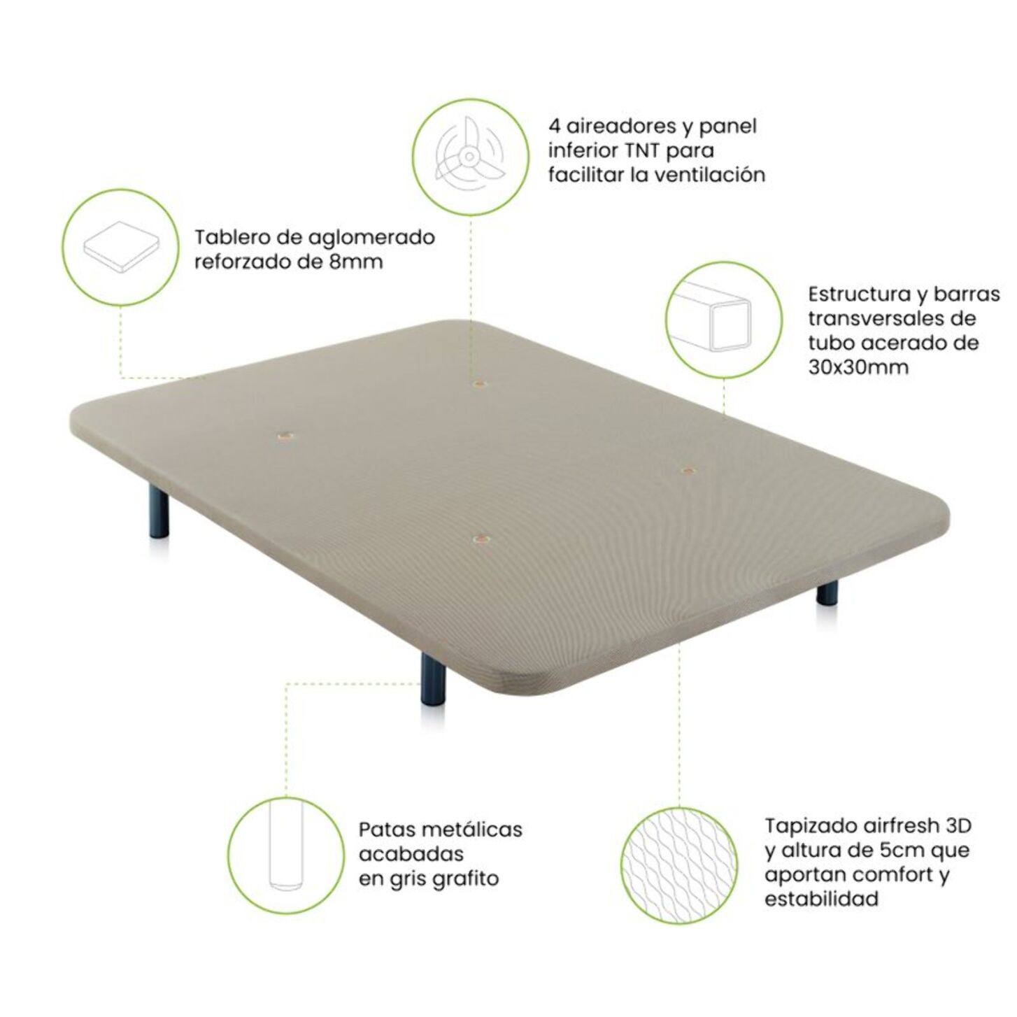 Base tapizada Air 3D Beige