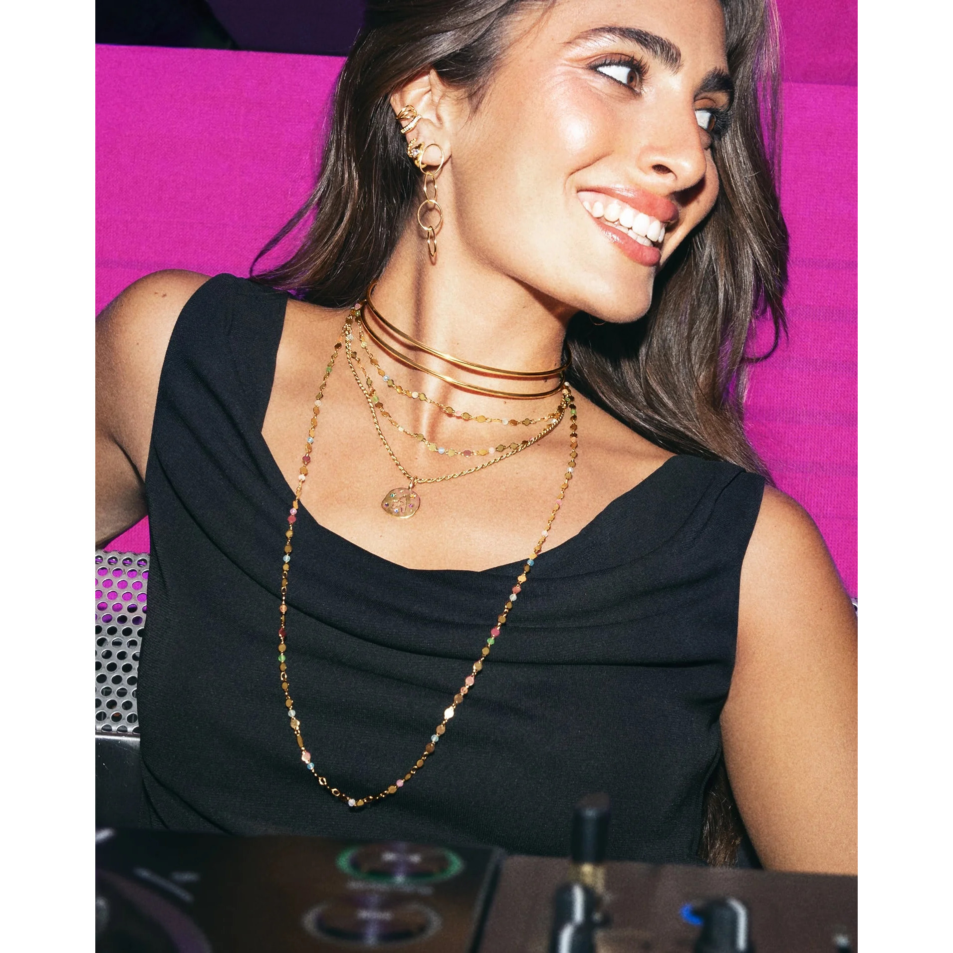 Collana Double Ring Choker Placcato Oro