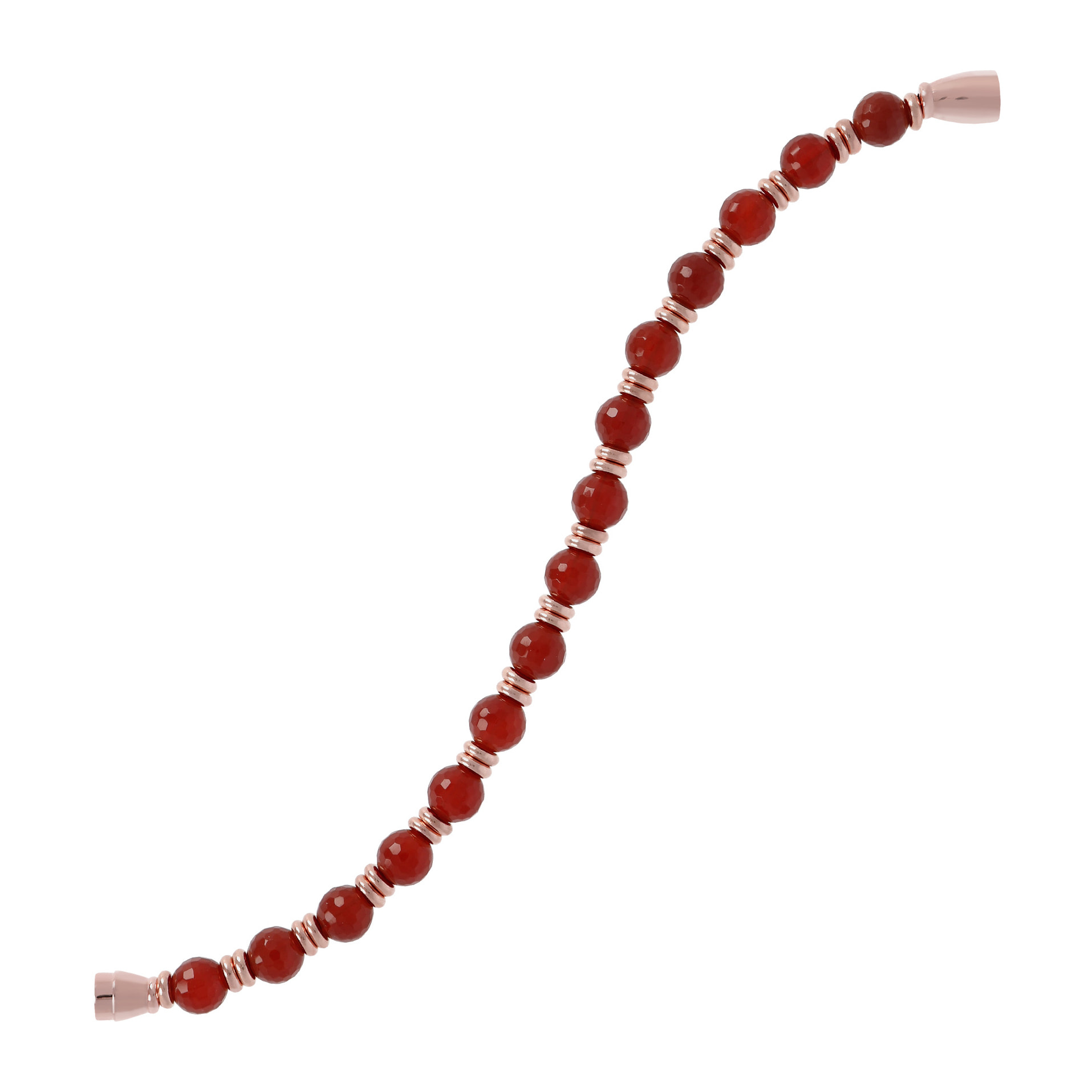 Bracciale con Sfere in Corniola Rossa Sfaccettata e Rondelle Golden Rosé