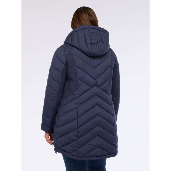 Fiorella Rubino - Piumino lungo trapuntato con cappuccio - Blu