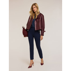 Motivi - Pantalones regular con motivo de ojales - Azul