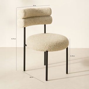 Lot de 2 chaises en tweed beige avec pieds en métal noir GINA