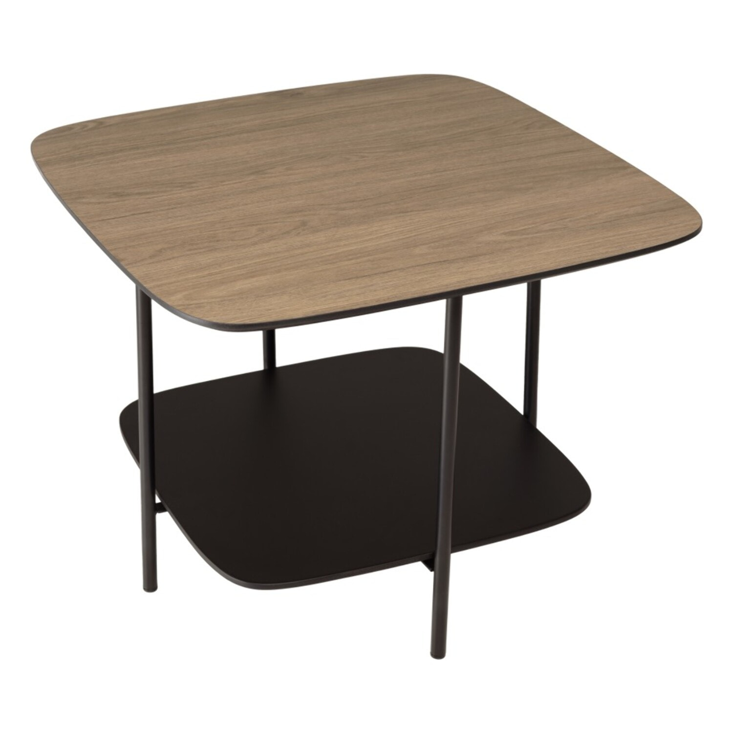 JULIA - Table basse 2 plateaux PM bi-matière mocha/noir pieds métal