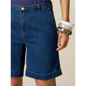 Oltre - Shorts de denim mezcla viscosa - Azul