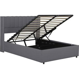 Lit double en tissu avec coffre "Saint-Moritz" - 160 x 200 cm - Gris