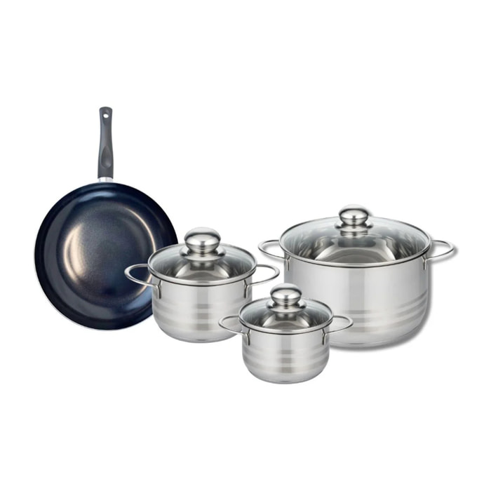 Ensemble de 1 Poêle de cuisson 24 cm et 3 faitouts 14, 16 et 24 cm Elo Prima Brillant