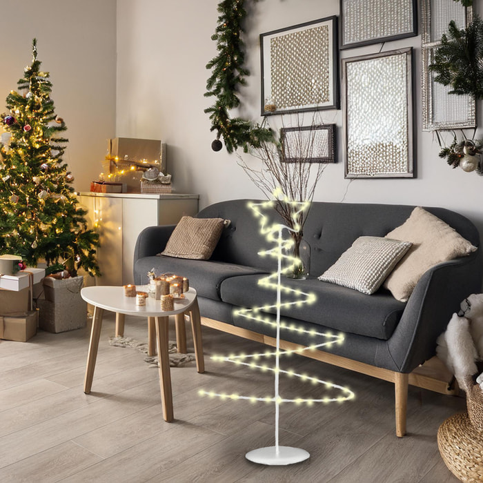 árbol navideño decorativo de metal blanco con estrella con 46 luces led y temporizador 24x10x53cm