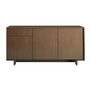 Credenza Davallon, Madia da salotto, Buffet da soggiorno a 3 ante e 1 cassetto, 100% Made in Italy, 170x42h78 cm, Marrone e Noce