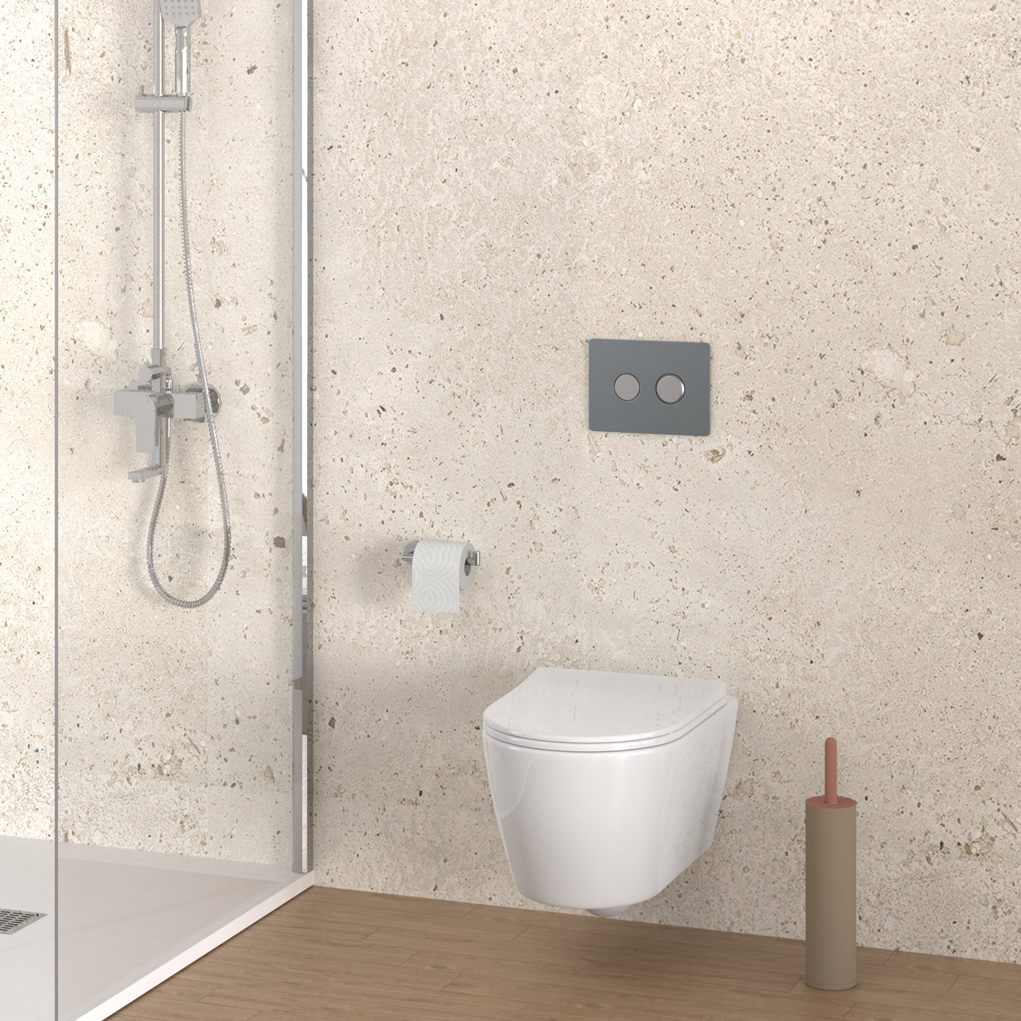 Inodoro suspendido | WC de ceramica | Blanco Brillo |WC con Tapa amortiguada | Salida a pared | Sistema rimless | Alday