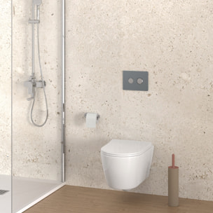 Inodoro suspendido | WC de ceramica | Blanco Brillo |WC con Tapa amortiguada | Salida a pared | Sistema rimless | Alday