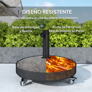 Base para Sombrilla Redonda Soporte para Parasol con Ruedas Pie para Sombrilla con Relleno de Cemento Peso 25 kg para Jardín Terraza Negro