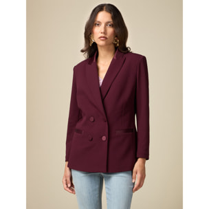 Oltre - Double-breasted blazer with satin details - Burgundy