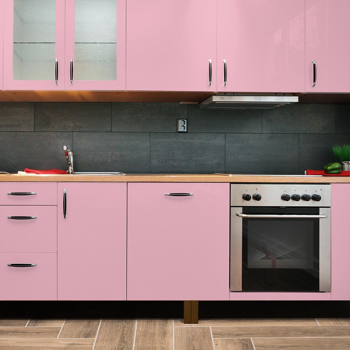 Rouleau adhésif décoratif Vinyle au Mètre - Rose poudre - Sticker Lavable Imperméable Mur Cuisine Meubles
