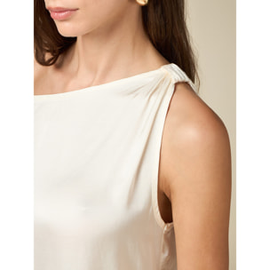 Oltre - Blusa asimmetrica in raso - Bianco