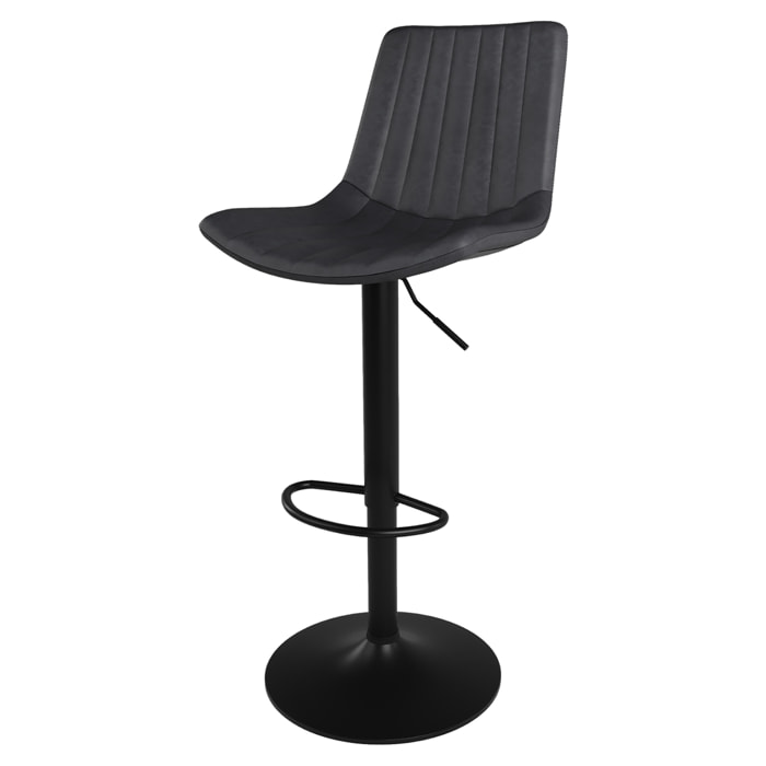 Lot de 2 chaises de bar réglables 62,5/83 cm gris foncé - Killi