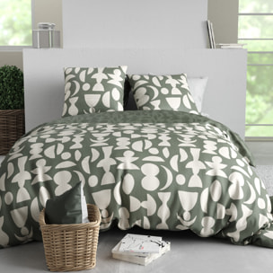 Parure housse de couette imprimé 100% coton - lune - blanc