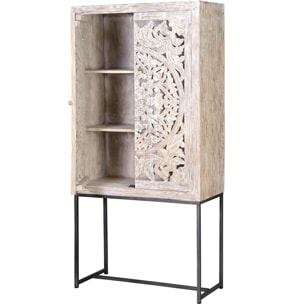 Alacena de Madera de Mango 85 Cm Estilo Étnico Boho Tallado