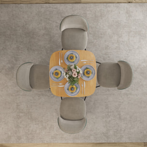Mesa de Comedor de Madera, Mesa de Cocina Cuadrada para 4 Personas, Base Cuadrada, para Espacios Pequeños, Salón, 70x70x75 cm, Madera Natural