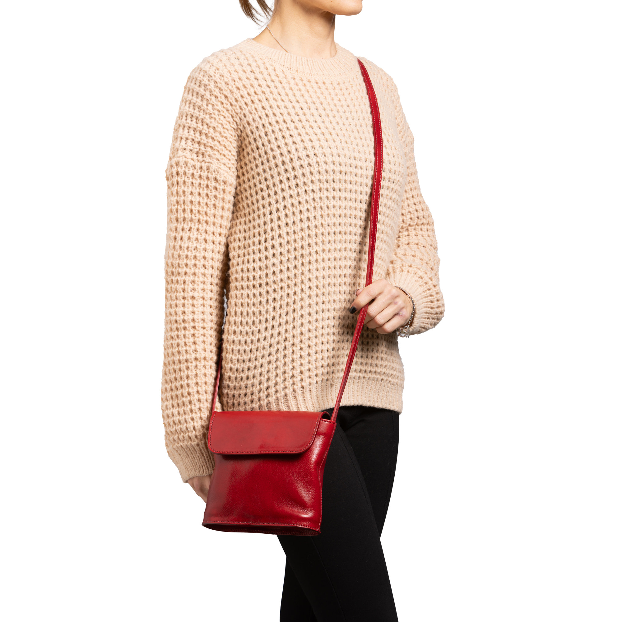 Borsa a tracolla  da uomo In Vera pelle Made in Italy 16x17,5x7 cm