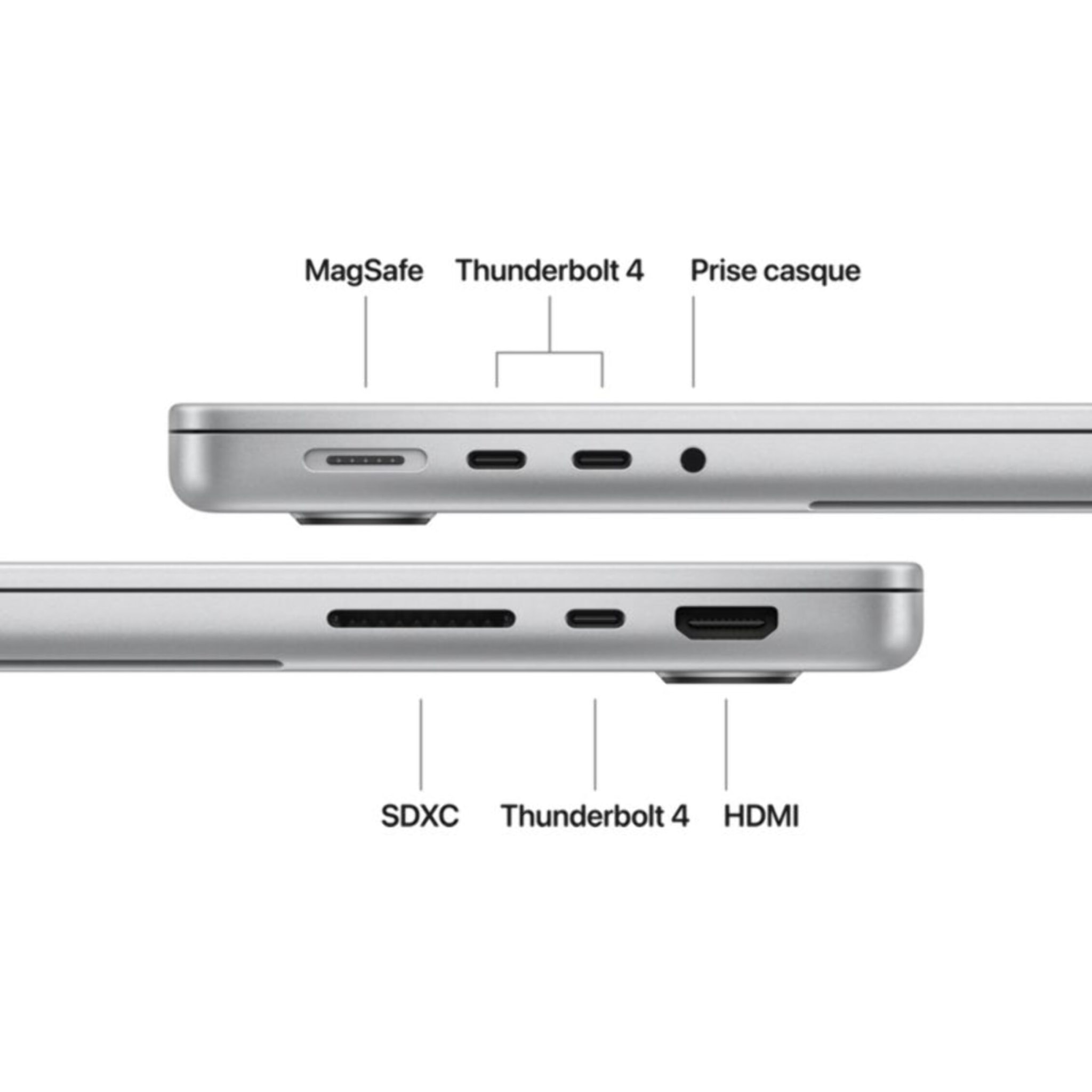 Ordinateur Apple MACBOOK Pro 14" Puce M5 CPU 10 / GPU 10 coeurs Mémoire RAM 16Go Stockage 1To SSD XDR Argent