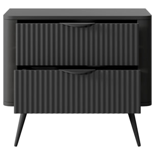Comodino Moderno Elegante Con 2 Cassetti Capienti e Piedini Alti Camera Da Letto 63.2 x 38 x 55.3 cm Nero