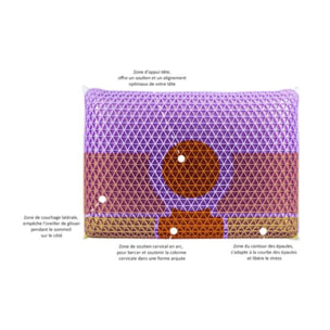 Oreiller 60 x 40 cm prismes 3D et mousse à mémoire de forme - HEXA