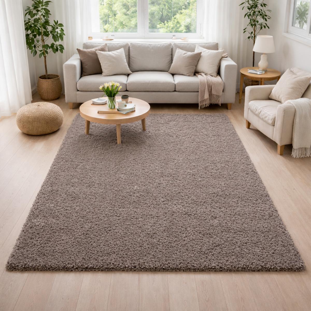 Tapis poils longs shaggy tissé motif uni ZASIVE