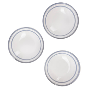 Set de 3 platos hondos ø20cm san ignacio con líneas azules