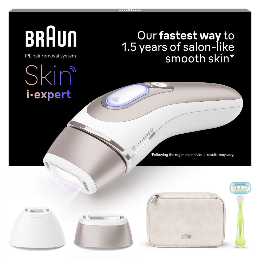 Braun IPL Skin i·expert (Épilateur A Lumière Pulsée) - Avec Pochette, Rasoir Venus et 2 Têtes