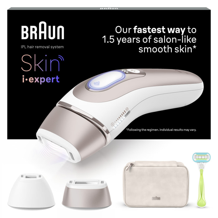 Braun IPL Skin i·expert (Épilateur A Lumière Pulsée) - Avec Pochette, Rasoir Venus et 2 Têtes