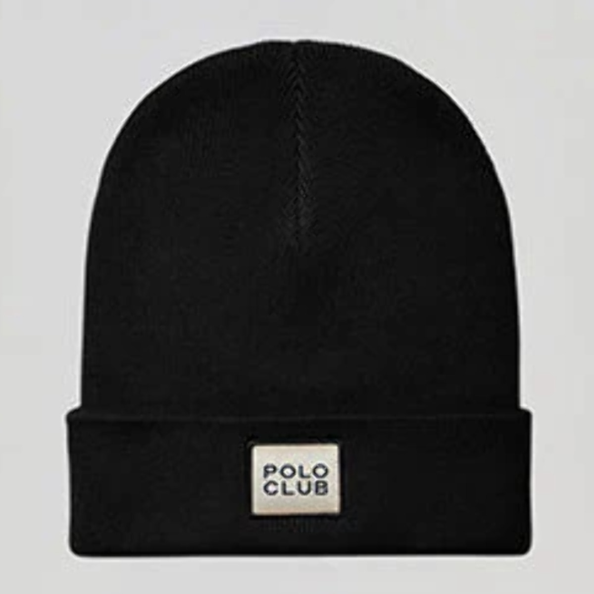 Gorro negro de lana unisex con detalle Polo Club