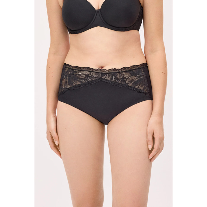 Slip vita alta donna Nero